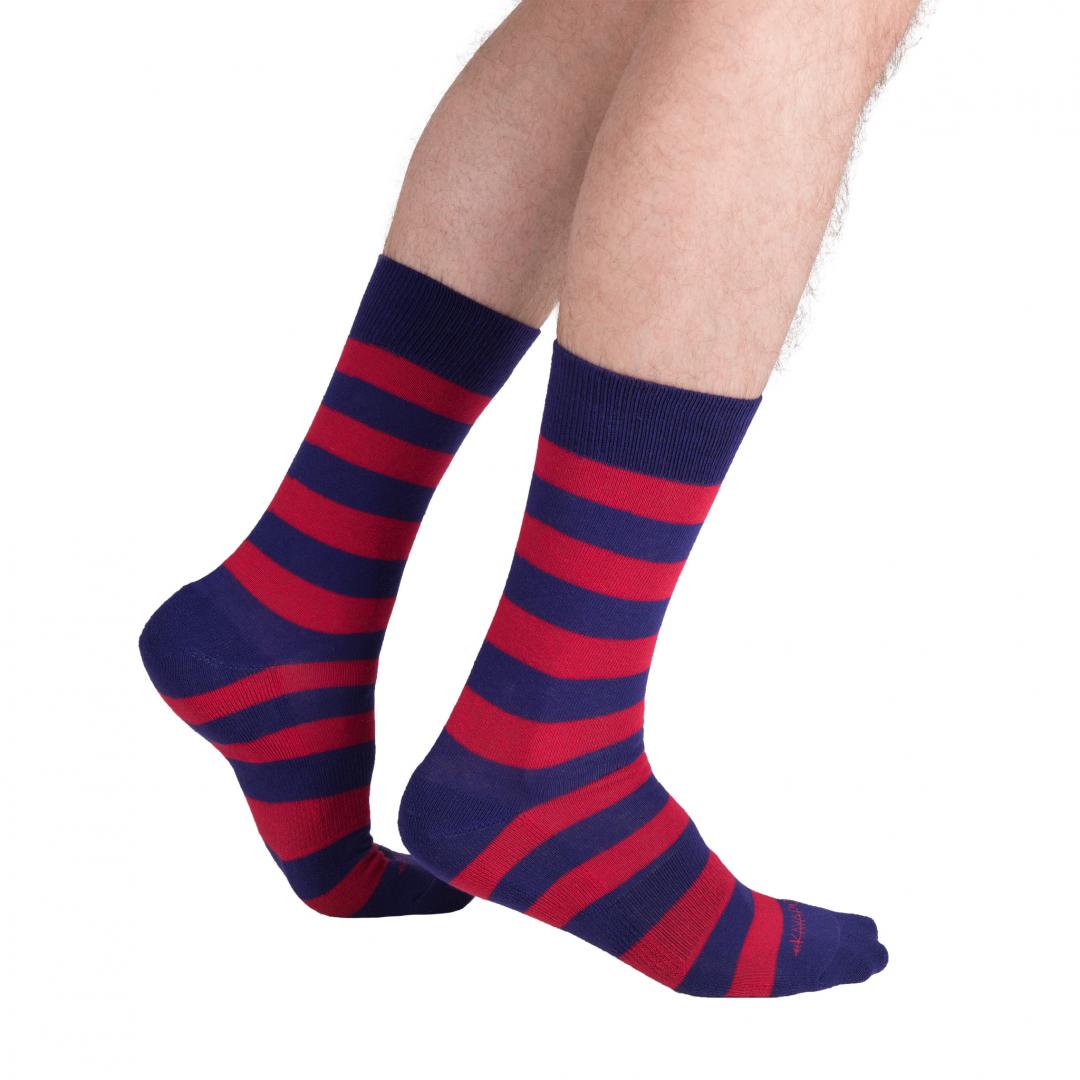 Navy Striped Crew Socks