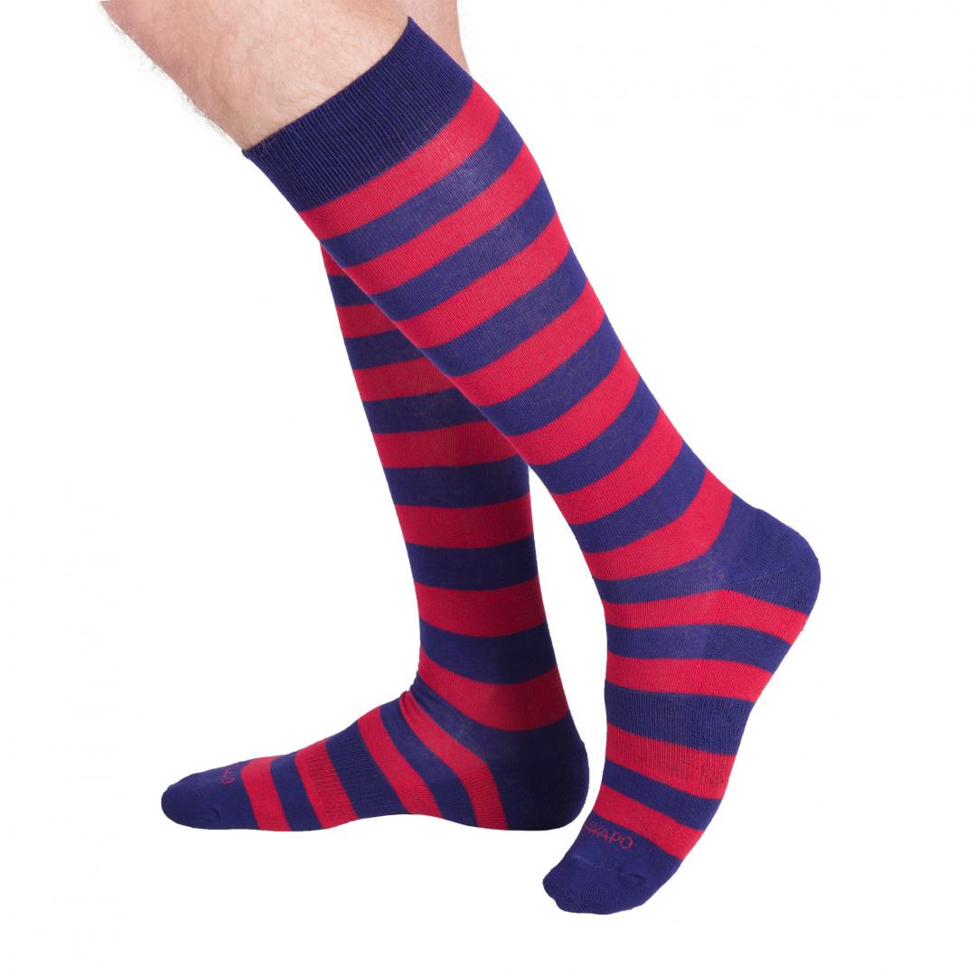 Navy Striped Knee High Socks