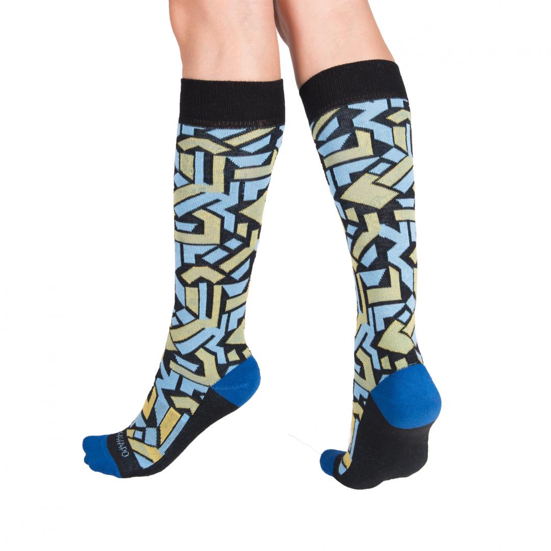 Asymmetrical Pattern Knee High Socks